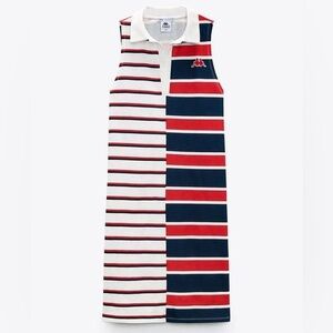 Zara Kappa Red, White, and Blue Striped Polo Dress